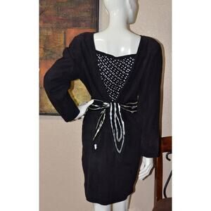 Amen Wardy Vintage Back Cutout Designer Couture Suede Sheath Dress Size 10